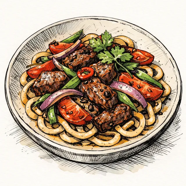 Wok-Smoked Sirloin Lomo Saltado Udon