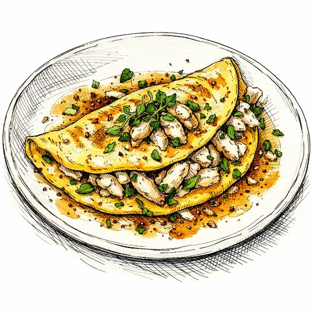 Brown Butter-Seared Lump Crab & Spring Garlic Folded Omelet