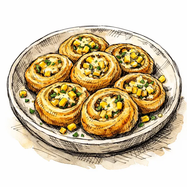 Sweet Corn & Gruyère Rough-Puff Escargots