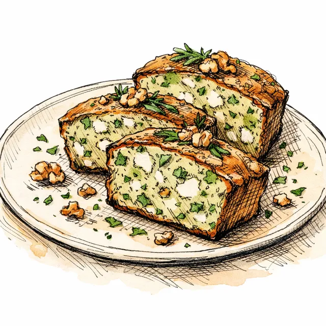 Green Garlic, Chèvre & Walnut Cake Salé