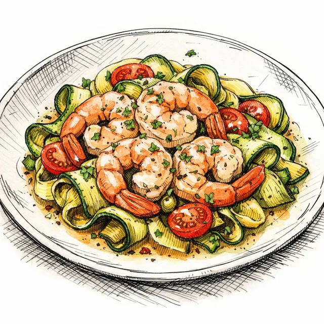 The Palermo-to-Phuket Quick-Poached Shrimp & Zucchini Ribbon Desk Escape