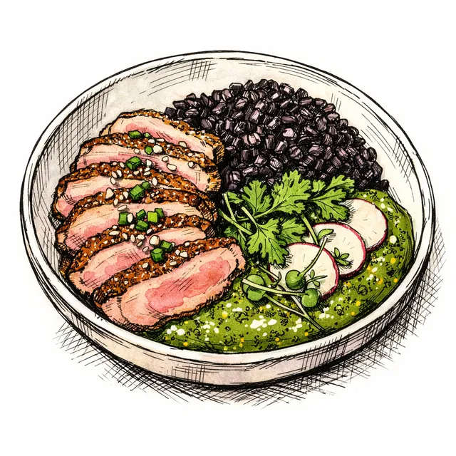 Shio Koji Duck Meets Mole Verde: A Cross-Continental Bowl