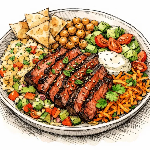 The Marrakech Medina Harissa & Mint Flank Steak Crunch Bowl