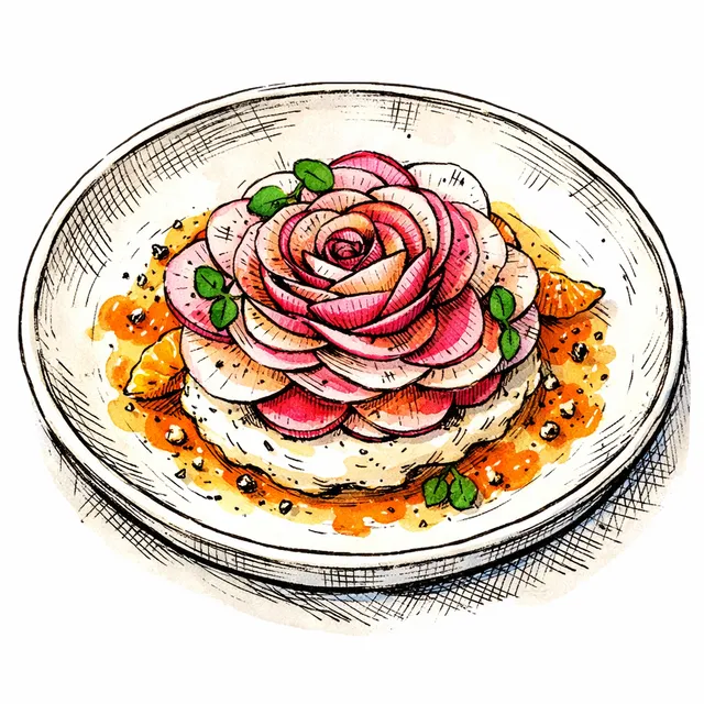 Shaved Heirloom Radish Rosace: A California Apéro