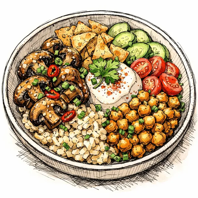 The Chengdu-to-Casablanca Blistered Mushroom Crunch Bowl