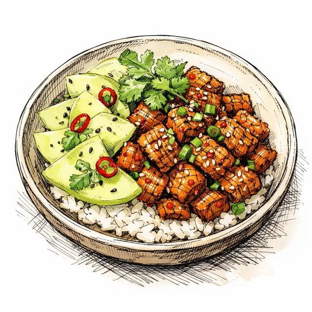 The Chengdu-to-Cartagena Sichuan Crispy Tempeh & Quick-Pickled Honeydew Desk Escape