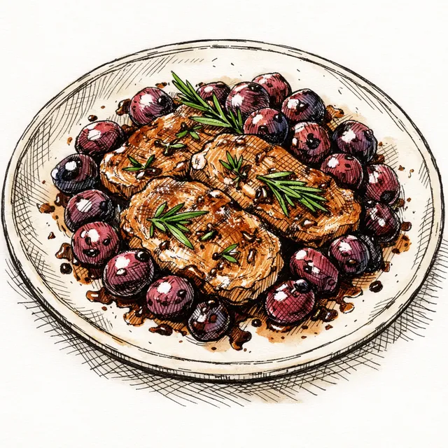 The Mantuan Arcade: Pan-Seared Pork Cutlets with Balsamic-Blistered Grapes