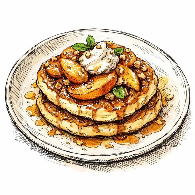 Café Ricotta Hotcakes with Browned Butter–Honey Apples (Pan-Sear + Steam Finish)
