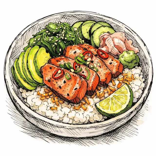 Aji Panca and Yuzu Kosho Cured Swordfish Bowl