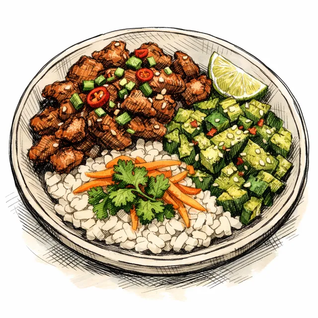 The Vientiane-to-Vancouver Crispy Lemongrass Pork & Smashed Cucumber Bowl