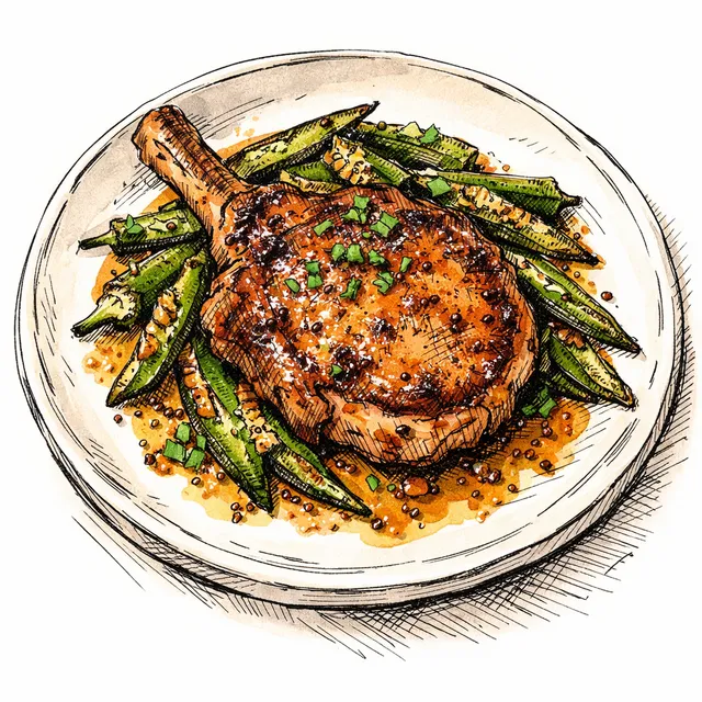 Where Atlanta Meets Charleston: Pan-Seared Pork Chops & Charred Okra