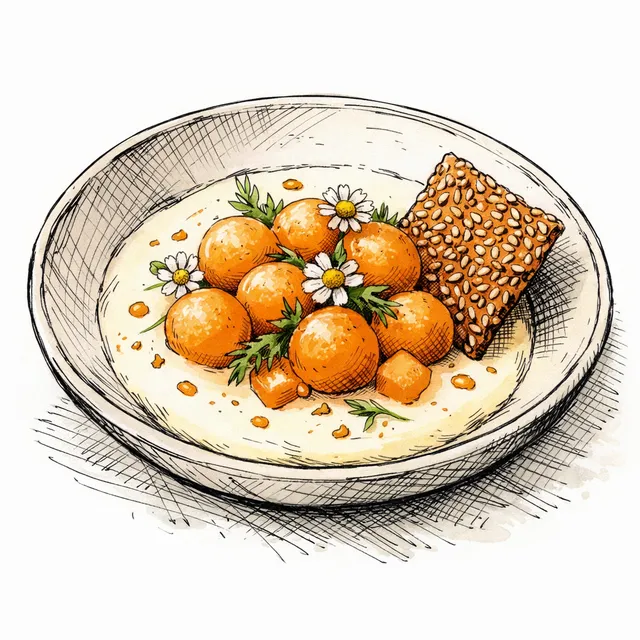 Cold-Infused Chamomile Cream with Chilled Cantaloupe & Sesame Snap