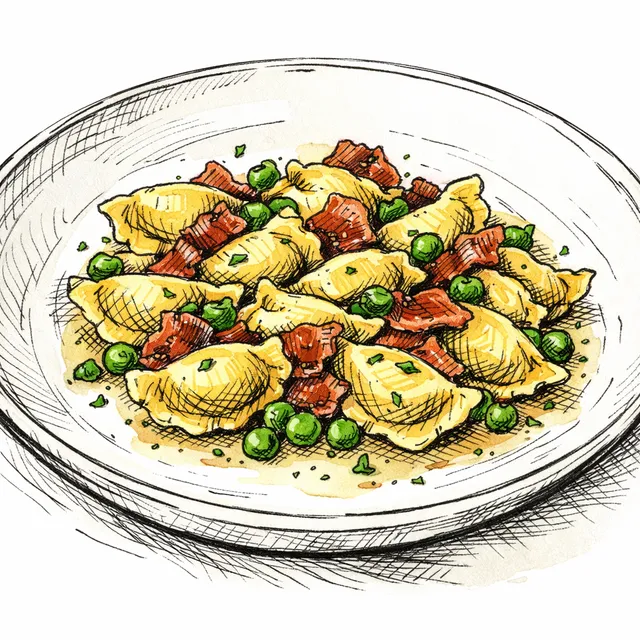 The Piedmontese Plin: Sweet Pea and Lemon Agnolotti with Crispy Prosciutto