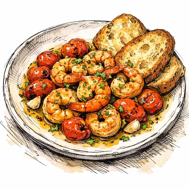10-Minute Flash-Seared Shrimp "Al Mojo" with Blistered Tomatoes & Bodega Bread