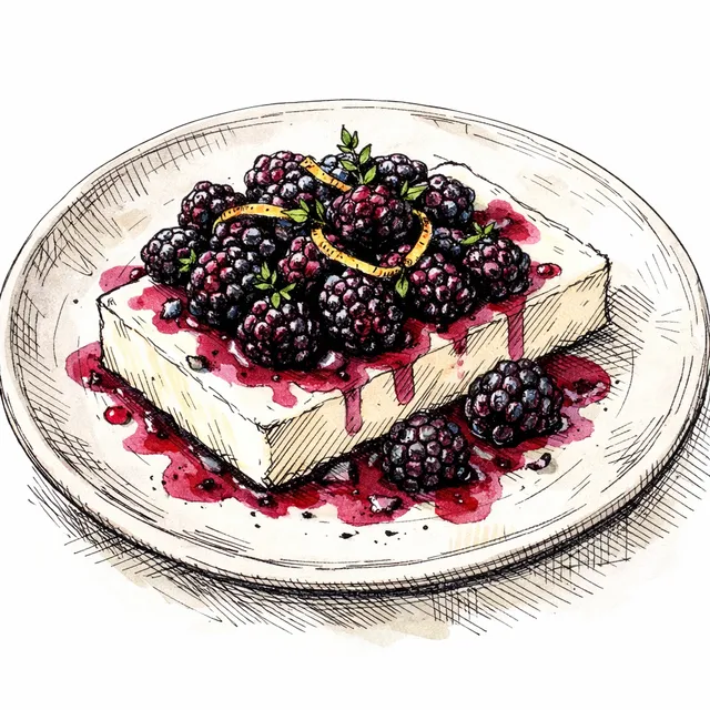 Cold-Set Crème Fraîche Slab with Lemon Thyme-Macerated Blackberries
