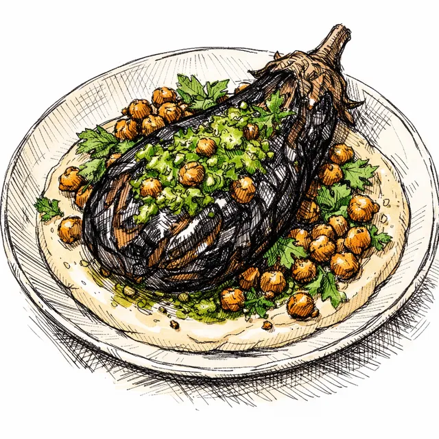 Smoky Eggplant Boats with Blistered Jalapeño Zhug