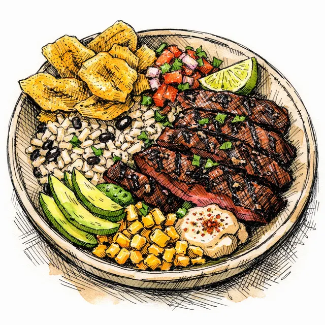 Lima Layover Charred Skirt Steak & Plantain Crunch Bowl