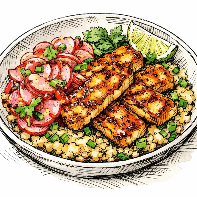 The Palermo-to-Penang Spiced Halloumi & Quick-Pickled Sambal Radish Desk Escape