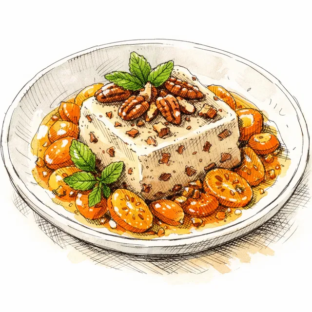 Cold-Infused Roasted Pecan Parfait Glacé with Tart Kumquat Compote