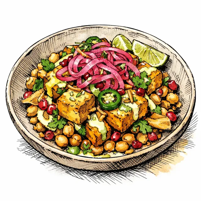 The Jaipur-to-Jalisco Golden Chaat Paneer & Quick-Pickled Hibiscus Onion Desk Escape
