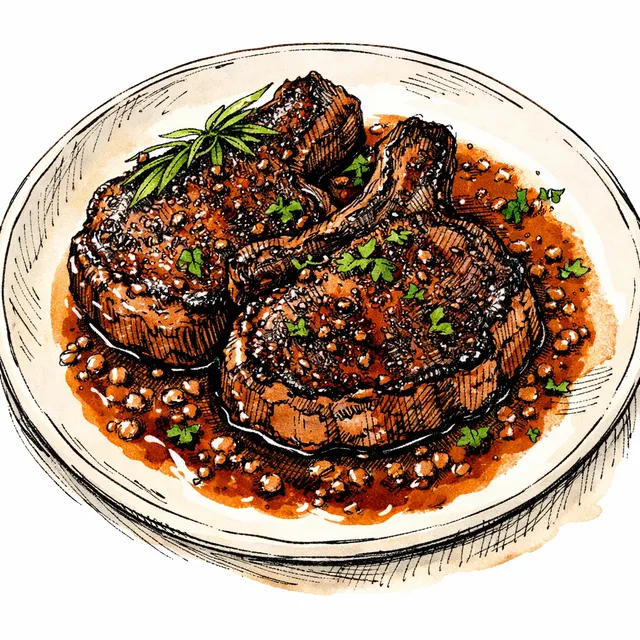 Cast-Iron Coffee-Rubbed Pork Chops with Red-Eye Sorghum Pan Sauce