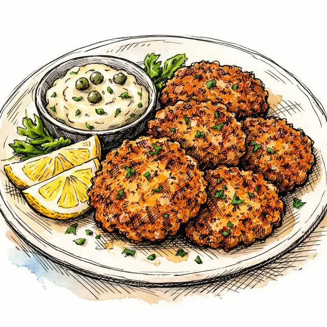 Crispy Skillet Tuna Patties with Lemon-Caper Mayo