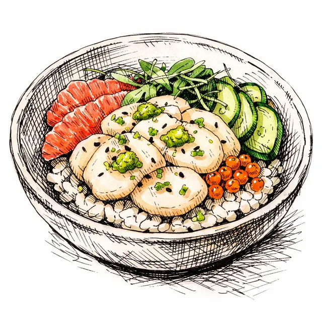 Pink Grapefruit & Green Yuzu Kosho-Cured Hokkaido Scallop Bowl