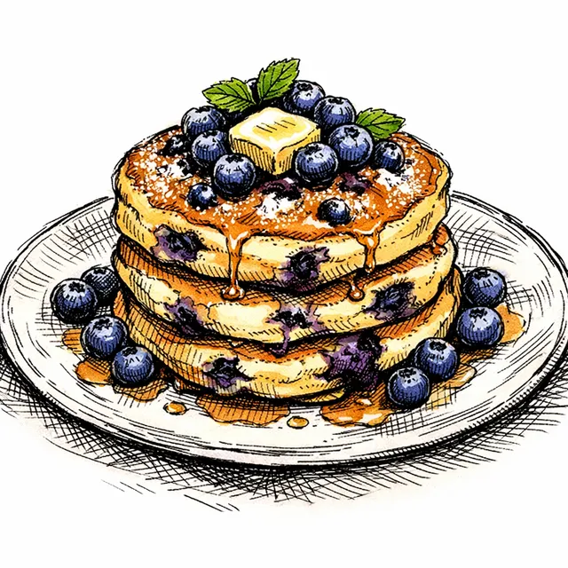 Souffléd Cornmeal & Summer Blueberry Griddle Cakes