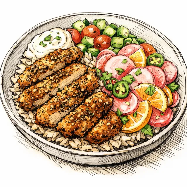 The Beirut-to-Baja Crispy Za'atar Chicken & Quick-Pickled Citrus Radish Desk Escape