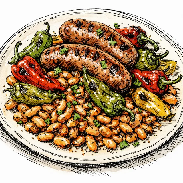 Sheet-Pan Italian Sausage with Crispy Cannellini Beans & Blistered Peppers