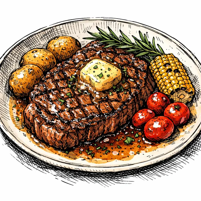 Cast-Iron Independence Day Ribeye with Sorghum-Umami Basting Butter