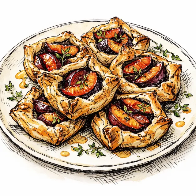 Late-Summer Plum & Thyme Honey Rough-Puff Paniers