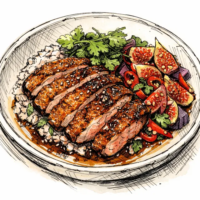 The Bordeaux-to-Bangkok Crispy Duck & Quick-Pickled Chili Fig Desk Escape