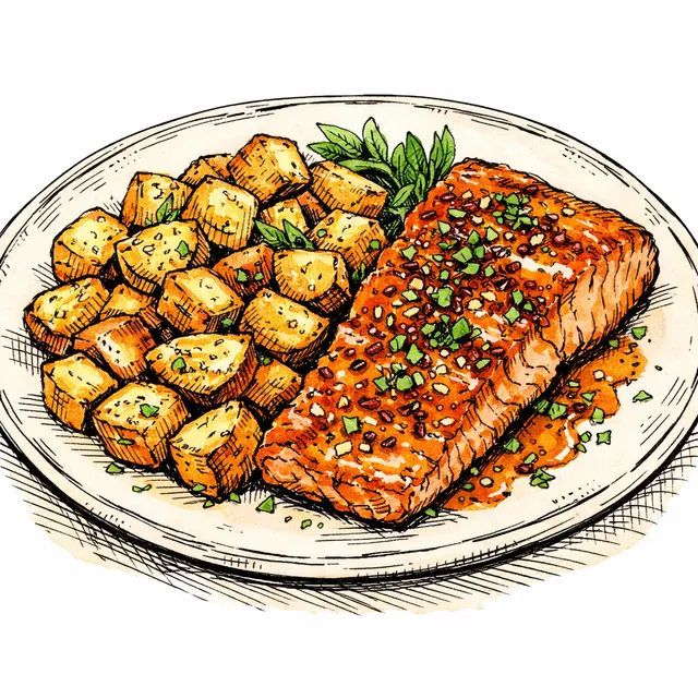 Sheet-Pan Hot Honey Mustard Salmon & "Cheat Code" Potatoes