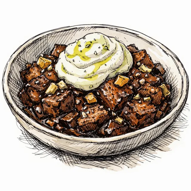 Warming Ginger–Cardamom Chocolate Bread Pudding with Cold Olive-Oil Cream