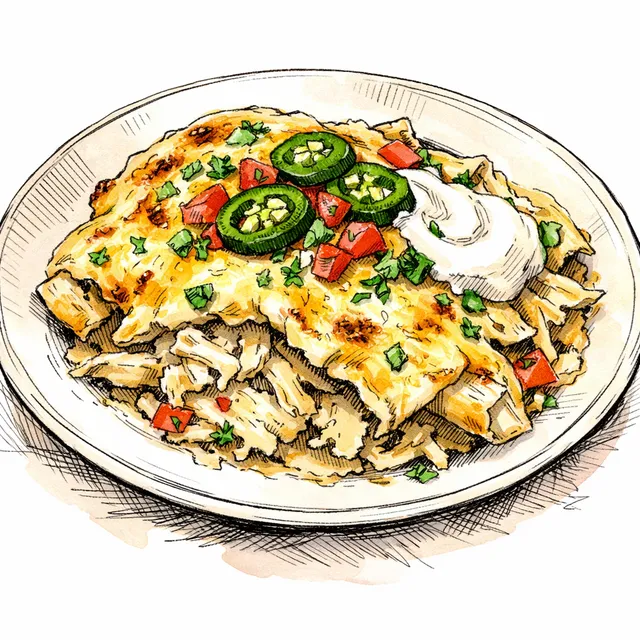 One-Skillet "No-Roll" White Chicken Enchilada Bake