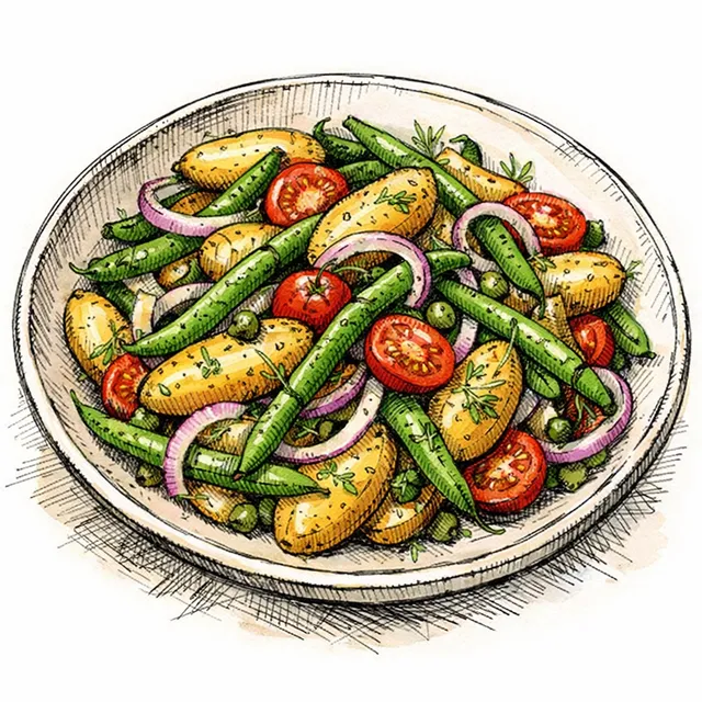Grandma's Dilly Bean & Fingerling Picnic Salad