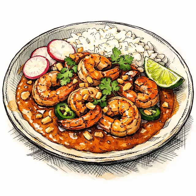 15-Minute Pan-Seared Shrimp "Encacahuatado" (Spicy Peanut-Chipotle Shortcut)