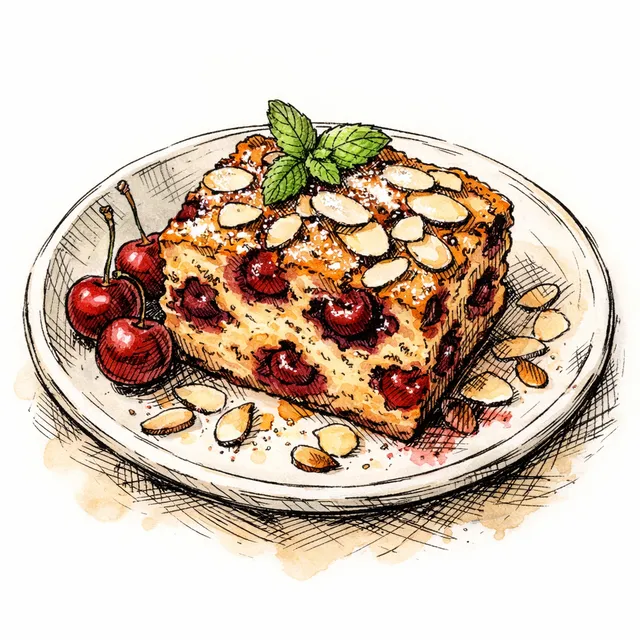 One-Bowl Sweet Cherry & Almond Snacking Cake