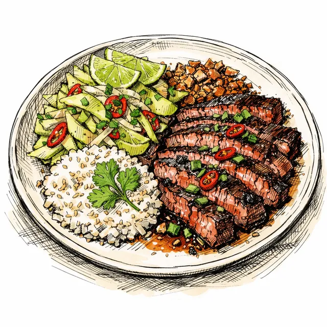 The Chiang Mai-to-Chiapas Charred Flank Steak & Quick-Pickled Chili-Lime Chayote Desk Escape