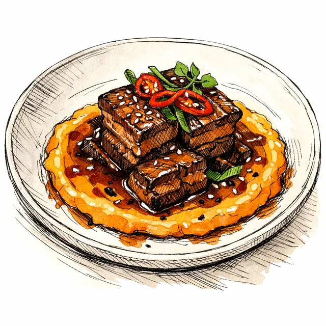 When Tokyo Meets Lima: Rocoto & Pisco Braised Pork Belly Kakuni