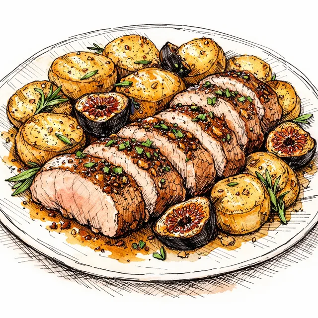 Sheet-Pan "Cheat Code" Fig & Mustard Pork Tenderloin with Melting Potatoes