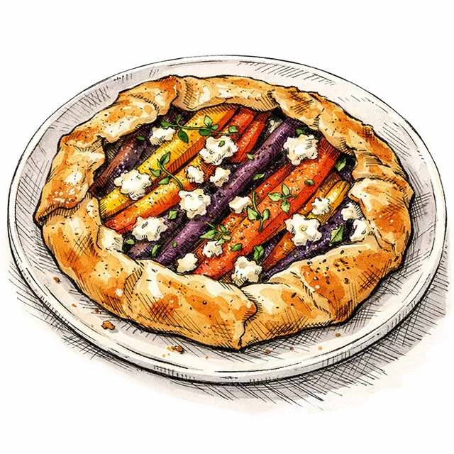 Sun-Drenched Rainbow Carrot & Chèvre Galette