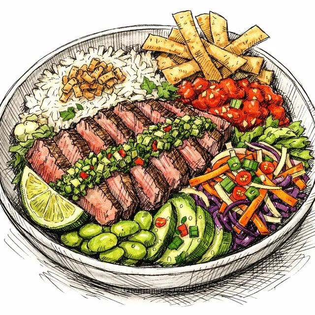The Buenos Aires-to-Bali Chimi-Sambal Flank Steak Crunch Bowl