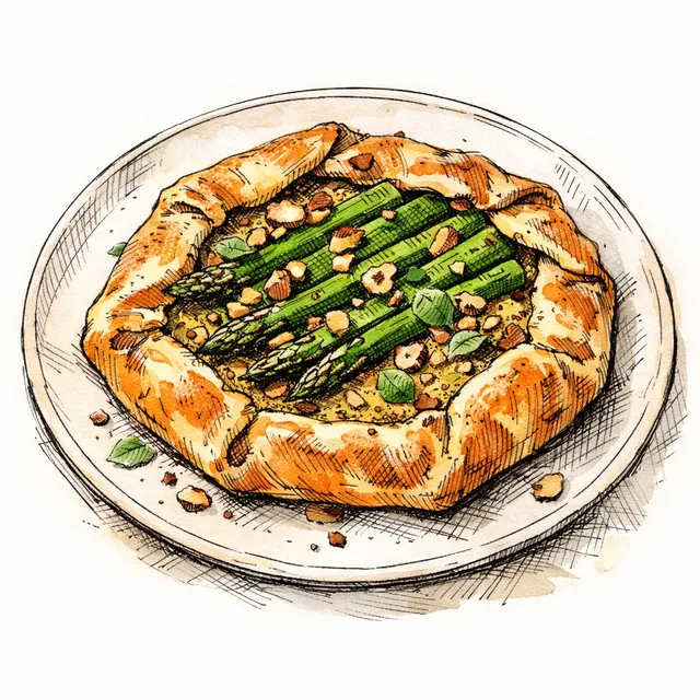 Asparagus & Savory Hazelnut Frangipane Galette