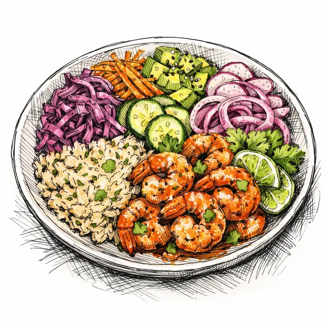 Cabo Surf-Shack Chili-Lime Shrimp & Quick-Pickled Crunch Bowl
