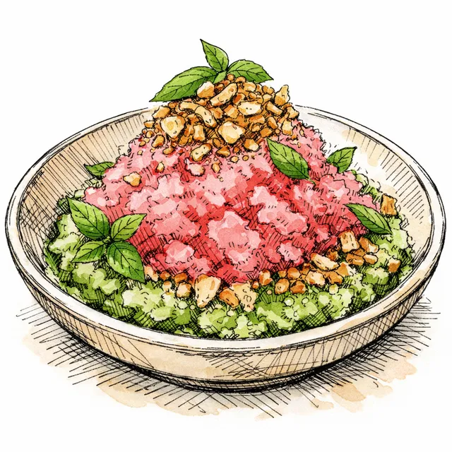 Shaved Watermelon & Thai Basil Ice with Salted Coconut Crunch