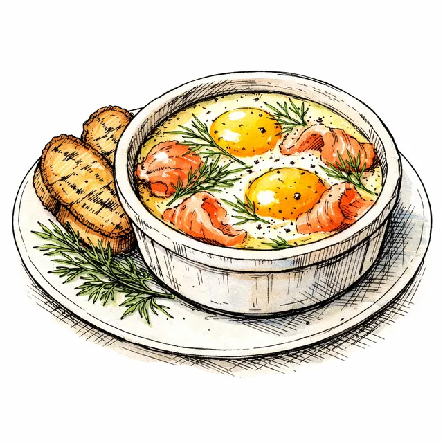 Silken Smoked Salmon & Dill Oeufs en Cocotte
