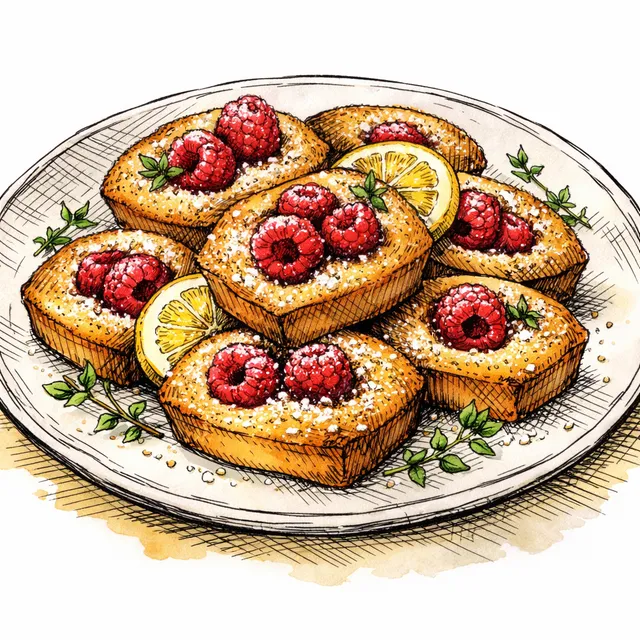 Raspberry and Meyer Lemon-Thyme Brown Butter Financiers