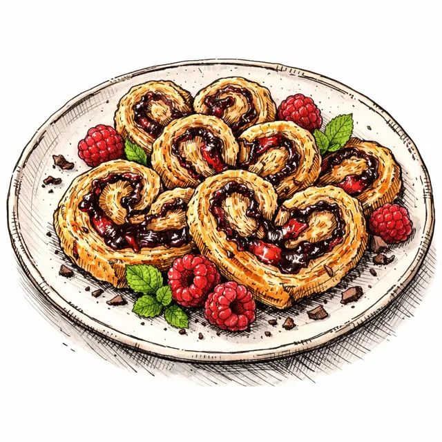 Raspberry & Bittersweet Chocolate Rough-Puff Palmiers